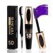 Purple Waterproof Mascara for Eyelashes 5D Silk Fiber Mascara with Folding Eyelash Comb Brush Liquid Colored Mascara Lash Extensions Volumizing and Thick Smudge-proof Long Lasting Party Stage Use