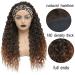 Ombre Brown Water Wave Headband Wig 26 Inch | Synthetic Glueless Half Wig with Headbands | 180% Density Curly Wigs for Black Women | Natural Daily Wear - T30-16 - Buy Online on GoSupps.com