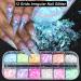 Holographic Nail Art Glitter & Iridescent Flakes - 12 Grids Mermaid Sequins for DIY Nail Design & Decoration | Colorful Fluorescent Supplies - Buy Online on GoSupps.com