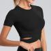 Shop Muyogrt Women's Fitness Crop Top | Breathable Yoga & Running Shirt - Sexy Lightweight Sports Top in Black - Buy Online on GoSupps.com
