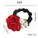 Colorful Pearl Strass Rose Flower Hair Bands - 6 Slim Floral Rubber Bubble Scrunchies for Women & Girls - Stretchable Ponytail Accessories - Buy Online on GoSupps.com