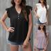 Chiffon Cold Shoulder Shirt Women's Pleated Dolman Sleeve V-Neck Blouse - Black, Medium - Buy Online on GoSupps.com