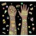 Groovy 70s Temporary Tattoos  Glow in the Dark Styles for Kids Flower Power & Hippie Stickers Birthday Party Supplies & Favors for Girls