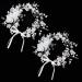2 Pcs Flower Wedding Girl Headpiece Pearl Silver Princess Wedding Headband Tulle Flower Crystal Headband Cute Communion Headband Wedding Hair Band for Baby Kids Birthday Photography Hair Accessories