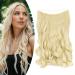 Gairyan secret hair extensions with wire 45cm hair part with adjustable invisible synthetic hair invisible 1 tress long wavy curly hair extension synthetic hair (bleaching blonde)