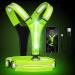 Ylzzrs LED Reflective Vest Running Gear, USB Rechargeable Light Up Running Vest Chest Phone Holder for Runners Night Walking,6-11hrs Light Adjustable Waist/Shoulder for Women Men Kids Green