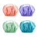 AmazerBath Shower Caps for Women Reusable Waterproof, 4 Pack Women Shower Caps Reusable EVA Hair Cap for Shower Double Protection Layers Elastic, Medium Size Medium Green- Purple- Pinkish-orange- Blue