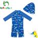 UPF 50+ Baby Boy Swimwear Set with Sun Hat | Blue Shark Toddler Bathing Suit 2-3 Years - Buy Online on GoSupps.com