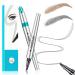 2PCS Upgraded Microblading Eyebrow Pen 3D Waterproof Microblading Eyebrow Pencil 4 Tipped Precise Brow Pen Long-lasting Natural Makeup Fine Stroke Eyebrow Pencil(01+03)