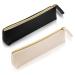 TIESOME Leather Pen Pencil Case 2PCS Cute Slim Pen Bag Small Pencil Pouch Lovely Stationery Bag Portable Cosmetic Bag Zipper Bag for Pen Pencils Markers(Black+White)