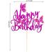 Arthsdite 1Pc Butterfly Cake Topper Assembled 3D Butterfly Cupcake Toppers Happy Birthday Cake Topper for Wedding Anniversary Baby Shower kids Birthday Party Cake Decorations - Purple Glitter - Buy Online on GoSupps.com
