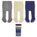 LA Active Baby Tights - Cozy Warm Winter Tights - Baby Toddler Infant Newborn Non Skid/Slip Grip Cotton 0-3 Months Grey / Cream / Navy - 3 Pairs