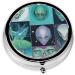 Green Alien Round Pill Box - 3 Compartment Mini Travel Organizer for Vitamins & Medicine - Portable Decorative Pocket Case - Buy Online on GoSupps.com