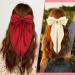 DHWEKU 3 Pieces Hair Clips with Big Bow Soft Silky Satin Hair Clip Long Tail French Ribbon Hairpins 90s Bowknot Clip for Party Christmas Women Girls - Buy Online on GoSupps.com