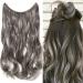 Hair part Extensions Hair extension 1 Tresse Hair Hair Dinner Wavy with Invisible Wire Dark Brown Mix Silver Gray Wavy-50 cm-90g