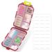 1 Pack Travel Pill Organizer with Lables Cute Small 10 Grid Compartments Pocket Pharmacy for Purse Vitamin Fish Oil Pill Box - Portable Mini Daily Weekly 7 Day Medication Organizer (Brown)