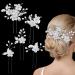 Bridal Hair Accessories Wedding Hair Accessories For Women Bridal Hair Pins Bridesmaid Hair Accessories Flower Bridal Hair Clips U-Shaped Wedding Hair Clips For Women Girls(Silver)