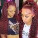 Burgundy Lace Front Human Hair Wig for Black Women - 24 Inch Deep Wave 99J Color, 13x4 Transparent Lace Frontal, Glueless Wet and Wavy Curly Wig, Pre Plucked Brazilian Virgin Hair - 180% Density - Buy Online on GoSupps.com