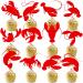 Lobster Cupcake Toppers 24Pcs Crawfish Cupcake Picks Crawfish Birthday Party Decorations Red Lobster Cake Picks for Under The Sea Baby Shower Supplies