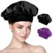 Silk Bonnet silk hood for sleeping 2 pieces of hair made of silk hair wrap sleeping caps for women and girls (black violet) black & violet