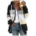 Hanxiulin coat plush jacket hoodie jacket oversize winter coat hiking jacket ladies long arm winter coat jacket warm outdoor oversized fleece buffer coat with hooded jacket winter jacket m black