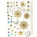 Allydrew Large Metallic Gold Silver and Black Body Art Temporary Tattoos  Sun  Moon  Stars