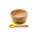 Babi Baby Toddler Large Bowl & Matching Spoon Set Natural Bamboo with Stay Put Silicone Suction Ring (Yellow)