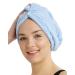 GELVARIS HOME Cotton Hair Towel Wrap for Women with 2 Buttons | Super Absorbent | Hair Wraps for Women Wet Hair | Not Microfiber | Rapid Drying Towel for Hair  Quick Dry Hair Turban (Blue)