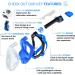 Cozia Design Full Face Snorkel Set - Blue, Adult Size Large-X-Large | 180 Panoramic View, Anti-Fog, Anti-Leak - Includes Adjustable Swim Fins - Buy Online on GoSupps.com