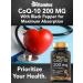 CoQ10 200mg Capsules with Black Pepper Extract - 150 Count | Max Absorption Antioxidant Supplement | 5 Month Supply | Boost Energy & Fight Free Radicals - Buy Online on GoSupps.com