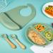 4 Piece Baby Weaning Set: Silicone Suction Divided Plate, Adjustable Bib, Spoon, Fork - Baby Led Feeding Supplies for Baby and Toddlers - Buy Online on GoSupps.com