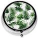 Palm Tree Green Leaves Mini Round Pill Box - 3 Compartment Travel Organizer for Medicine & Supplements - Buy Online on GoSupps.com
