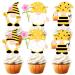 18pcs Honey Bee Older Dessert Cupcake Topper Bumble Bee Garden Theme Decor Supplies Baby Shower Gender Reveal Announcement Happy Birthday Party Decorations Gold Glitter