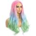 FAELBATY Colorful Rainbow Ombre Wig for Cosplay and Parties - 16 Inch Short Wavy Costume Wig for Women and Girls - Buy Online on GoSupps.com