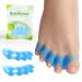 Bukihome Toe Separators 4 Pair Soft Gel Toe Spacers to Correct Bunions Toe Stretcher for Therapeutic Relief from Plantar Fasciitis Claw Toes Hammer Toes Foot Pain for Women & Men (Blue+M) Blue Medium(4 Pair)