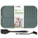 Coomazy lick mat dog lick mat dog with silicone spatula and brush large lick mat for dog bathing coat care (dark green)