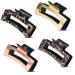 Hair Claws 4 pcs Claw Clip Set Rectangle Retro Gold Metallic Leopard Print Tortoise Shell Claw Hair Clips For Girls Women Medium To Large Size 8.5cm