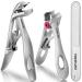 Vepkuso Nail Clippers for Seniors Wide Jaw Fingernail Clippers and Angled Head Toenail Clippers for Thick Nail Stainless Steel Professional Nail Cutter with File for Men Women&Pregnant Sliver