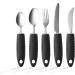 Special Supplies Adaptive Utensils - 5-Piece Kitchen Set for Hand Tremors, Arthritis, Parkinsons, Elderly - Non-Weighted, Non-Slip Handles - Stainless Steel Knives, Fork, Spoons (Black) - Buy Online on GoSupps.com