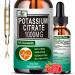 Potassium Citrate Liquid Drops Potassium Supplement 1000mg Liquid Support Muscle Cramp Relief Heart Health and Sleep Highly Absorbable for Adults Women & Men Vegan 30 Servings