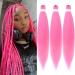 Leeven 3 Packs Pre Stretched Braiding Hair 26 Inch Yaki Texture Pink Brading Hair Extensions for Box Braids Pink Crochet Hair Extensions for Braiding/Pink# 26 Inch (Pack of 3) PINK