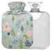 Naanle vintage flowers heat bottle with reference transparent warm water bottle 2l large warm stembutable for pain relief hot and cold therapy bed hand feet warmer