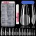 Coffin Gel Nail Tips - 120pcs Half Matte Long Coffin False Nails Tips Clear Acrylic Nail Coffin Shaped Ballerina Nails Tips Press On Nails Soft Gel Full Cover Coffin Nails Tips with Nail Glue 12 size Coffin Nail Tips
