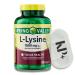 L-Lysine Amino Acid Supplements Spring Valley L-Lysine L-Lysine 1000 mg 100 Tablets Bundle with Pill case White