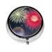 Splendid Fireworksround Pill Box 3 Compartments Round Pill Box Organizer for Purse Or Pocket Portable Travel Pill Box