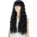 YEESHEDO Long Black Curly Wavy Synthetic Hair Wig with Fringe for Women - Perfect for Cosplay, Parties, and Everyday Wear - Buy Online on GoSupps.com
