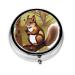 Nut-Eating Squirrelround Pill Box 3 Compartment Round Pill Box Organizer # Portable Travel Pill Box for Traveling.