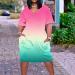 Iuhan Women's Casual Gradient Midi Dress - Pink Summer Sundress - XX-Large - Buy Online on GoSupps.com