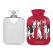KCLDECI hot bottle with cover Happy New Year French dog 2 l hot water bottle hot water bag for foot warmer pain relief hot and cold therapy cramps