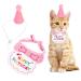 Kaket Cat Birthday Outfit Puppy Birthday Bib Small Dog Birthday Party Hat Dog Birthday Bandana Pet Birthday Accessories (Pink)